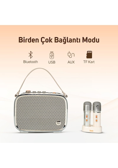 Divoom Songbird Ultra 100w Çift Mikrofonlu Karaoke Bluetooth Hoparlör, Taşınabilir Ses Bombası, 8 Sa