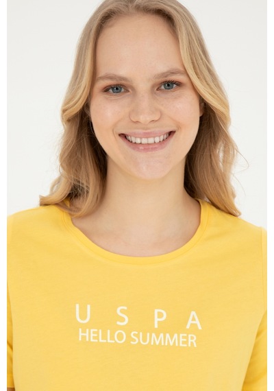 U.S. Polo Assn. Kadın Sarı Bisiklet Yaka Tişört 50282899-VR044