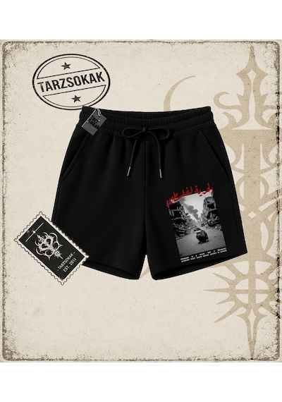 Tarzsokak Gotik & Grunge Streetwear Palestıne 2 Unisex Şort Siyah
