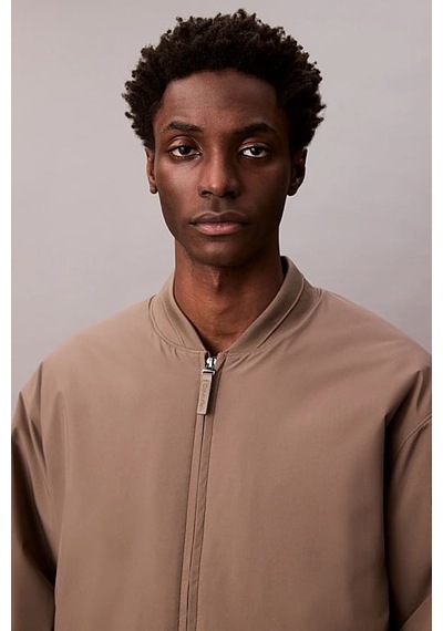Calvin Klein Erkek Regular Fit Fermuarlı Bomber Ceket - Bej Morel