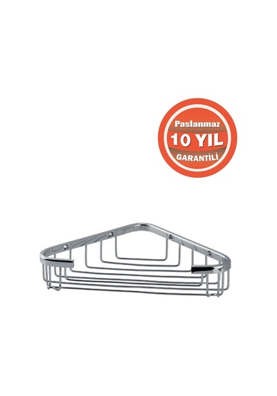 Çelik Banyo Paslanmaz Pirinç Eda 1'li 18x18 Cm Şampuanlık Banyo Rafı Krom