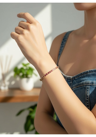 Valmont Accessories Kadın Gold Renk Fuşya Taşlı Su Yolu Bileklik Pembe 56738962