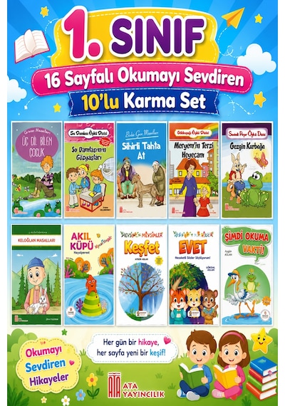 1. Sınıf Okumayı Sevdiren 16 Sayfalık 10 Lu Karma Hikaye Seti