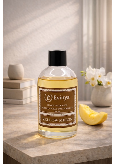 Yellow Melon 100 Ml Bambu Çubuklu Oda Kokusu Ferah Kavun Kokulu Reed Diffuser Vanilla