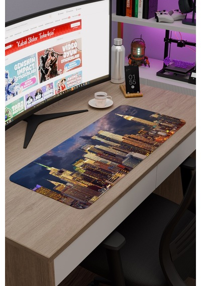 New York Amerika V5 70x30 Xl Gaming Kauçuk Kaymaz Taban Mouse Pad Fare Altlığı