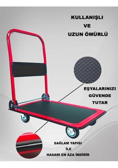 Balatlı Profesyonel Koli Ve Paket Taşıma Arabası 150 Kg Ph150-k