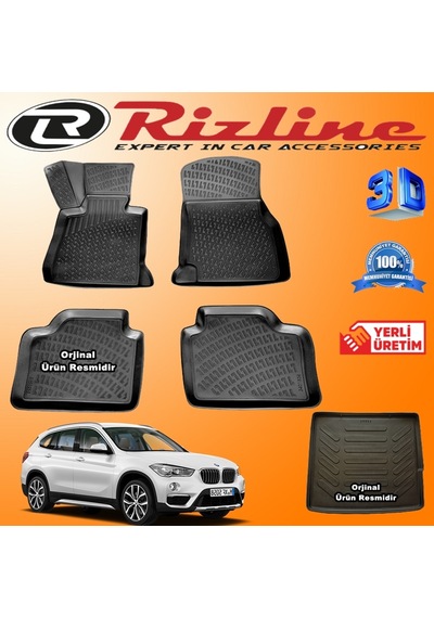 Bmw X1 3D Paspas + Bagaj Havuzu 2010 - 2015 Arası Set Rizline N11.7508
