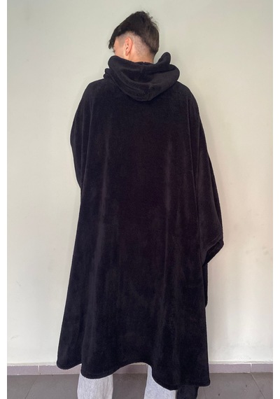 Giyilebilir Hoodie Battaniye Rahat Kalıp Tek Beden Siyah