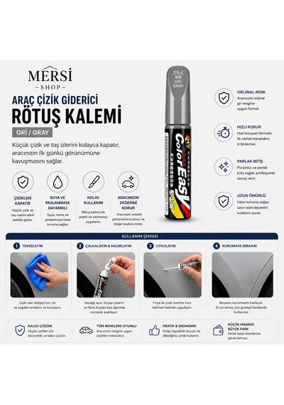 Araç Çizik Giderici Rötuş Kalemi Siyah Oto Boya Tamir Kalemi