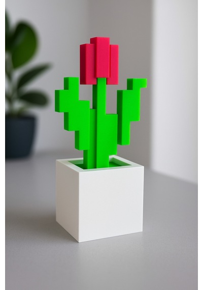 Minecraft Saksılı Kırmızı Çiçek 16cm Dekoratif Figür