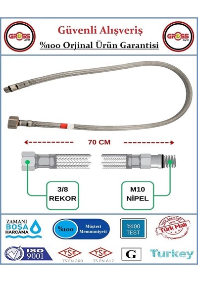 Batarya Flex Hortumu - Çelik Örgü - Spiral Batarya Hortumu - 70cm