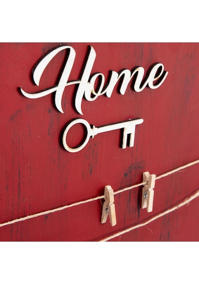 Dekoratif Home Keys Ahşap Resimlik Ve Notluk Kırmızı Lisinya