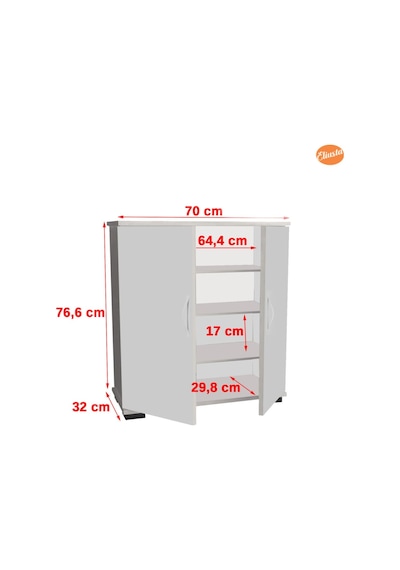 Ayakkabılık 2 Kapaklı Ayakkabı Dolabı Raflı Beyaz