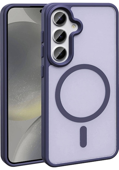 Lexroo Galaxy S24 Plus Kılıf M-safe Şarj Özellikli Mat Arka Yüzey Sio Kılıf - Koyu Mor