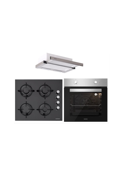 Silverline BO6501X01 - CS5349B01 - 1140 Crystal Line 60 Siyah Ankastre Set