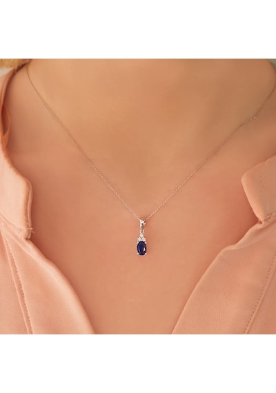 Sirius Oval Safir Taşlı Pırlanta Kolye 0804P0053