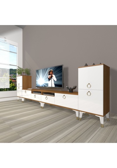Decoraktiv Eko 9220 Mdf Gold Tv Ünitesi Tv Sehpası Ceviz - Beyaz