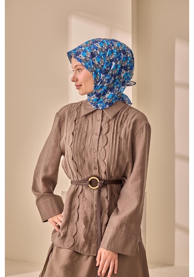 Silk Home Soft Eşarp 73092-06 Lacivert, Mavi, Füme, Gümüş, Beyaz