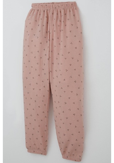 Breeze Kız Çocuk Pijama Takımı Minimal Mini Desenli 4-8 Yaş, Gülkurusu Gülkurusu