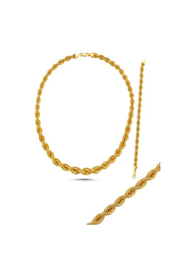 14 Ayar Altın Süzme Halat Kolye Bileklik Set