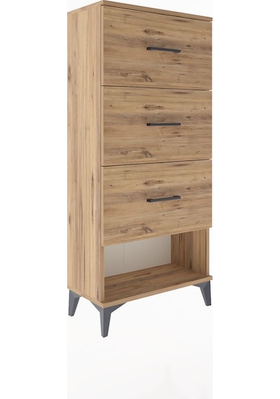 Arges Dolap 2 Raflı 2 Çekmeceli 60x30x134 Çam-çam Atlas Çam