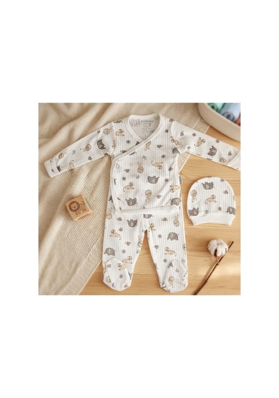 Bambık Seçkin Baby Raporlu 0-3 Ay Aslan Ve Fil Figürlü Kendinden Eldivenli Patikli Zıbın Takımı Beyaz Beyaz Bambık Seçkin Baby Raporlu 0-3 Ay Aslan Ve Fil Figürlü Kendinden Eldivenli Patikli Zıbın Takımı Beyaz Beyaz