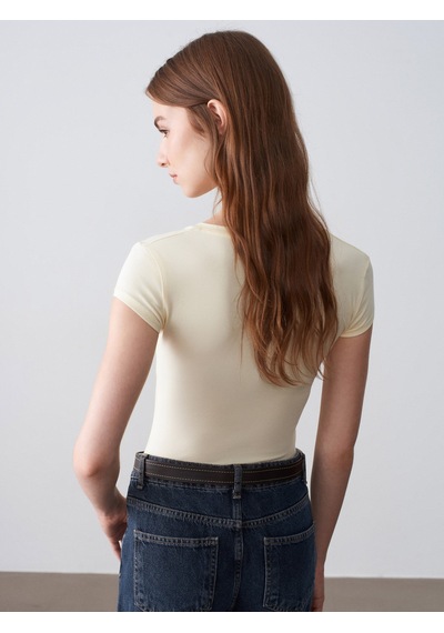 DİLVİN 32799 V Yaka Top-açık Sarı
