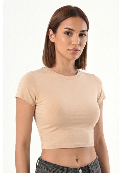 Mistirik Pomonte Model Body Pamuklu Esnek Kumaşlı Kısa Kollu Basic Comfort Crop Ten Renk