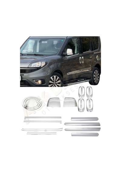 Fiat Doblo 2010-2022 6'lı Krom Set Yan Kapı/cam Çıtası/depo Kapağı/ayna Kapağı/kapı Kol/sürgü Çıta
