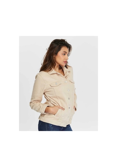 Kene Jeans Keten Bej Boyfriend Tam Kalıp Düğmeli Ceket Bej