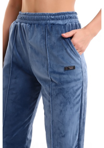 Winmoda34 Kadife Eşofman Jogger İndigo