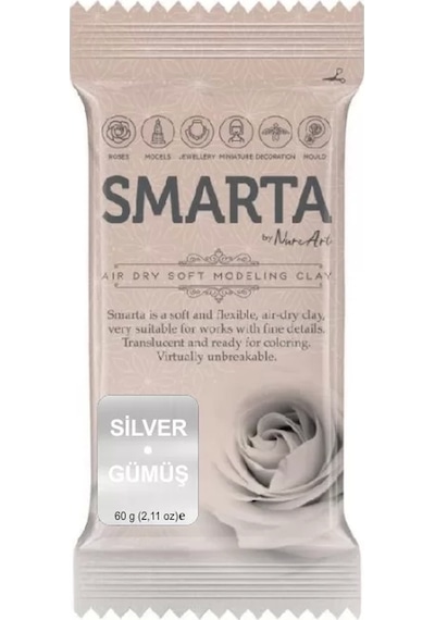 Smarta Hava İle Kuruyan Modelleme Hamuru 60g Gümüş