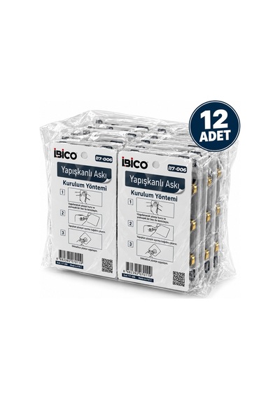 İbico İ17-006 3 Kollu Gold Ve Yapışkanlı Pls. Askı 3.5kg.taşıma T - 12'li Paket
