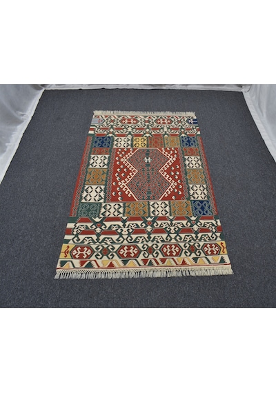 El Dokuma Benzersiz Yağcıbedir Yörük Yün Kilim 6410