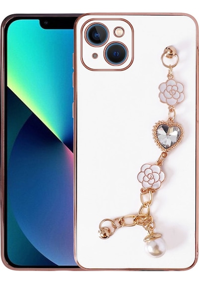 Zeyline Apple Uyumlu iPhone 14 Plus El Tutamaçlı Kamera Korumalı Zore Taka Silikon Kapak-beyaz