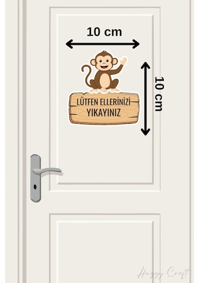 Sevmli Maymun Sticker Lütfen Ellerinizi Yıkayınız Etiketi Standart