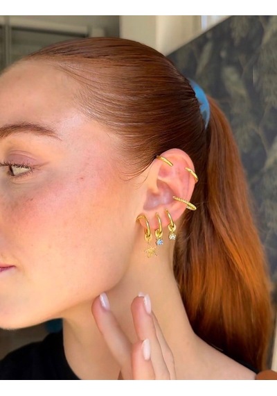 Çelik Taşlı Yıldız Earcuff Gold 41479259