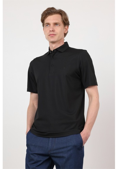 İmza Siyah İtalyan Yaka Kısa Kol Cepsiz Comfort Fit Esnek Tişört 1011260156 Diğer