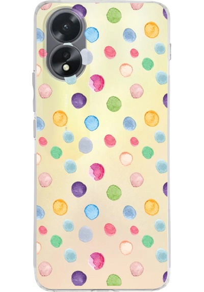 Oppo A38 İle Uyumlu Water Color 7 Baskılı Kamera Korumalı Şeffaf Kılıf Şeffaf