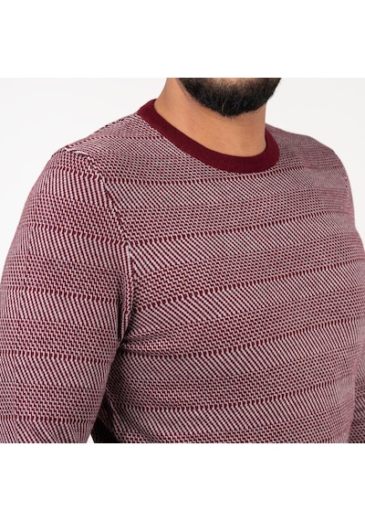 San&Fa Triko Erkek Sıfır Yaka Desenli Slimfit Kazak