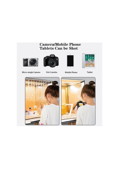 Pro 80x80 Cm Profesyonel Stüdyo Led Işıklı Ürün Fotoğraf Çekim Çadırı 3 Fonlu Büyük Boy Stüdyo Seti Çok Renkli
