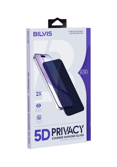 Apple iPhone Uyumlu,  15 Pro Max 5d Privacy Diamond Hayalet Cam Ekran Koruyucu