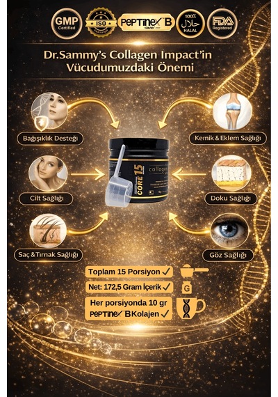 Dr. Sammy's Kolajen 10.000 Mg Tip 1-3 %100 Saf Patentli Hidrolize Sığır Kolajeni 172 G