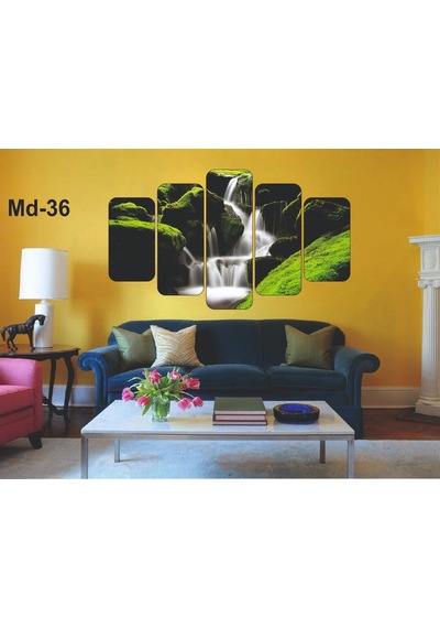 5 Parça Irmak Manzaralı Mdf Tablo