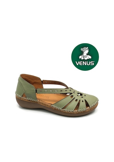 Venüs Sutnus Hakiki Deri Comfort Ortopedik Kadın Sandalet Yeşil