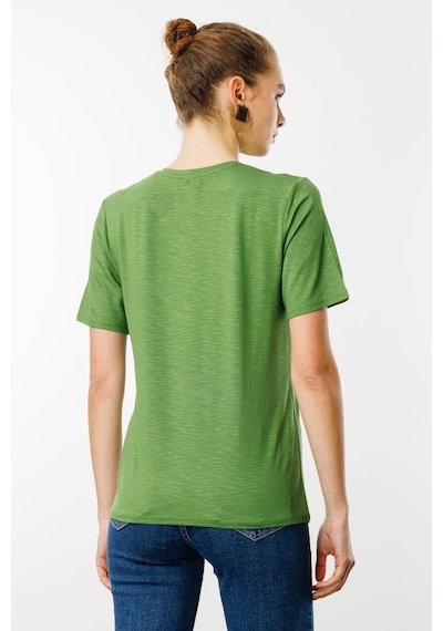 Kadın V Yaka Flamlı Kumaş Basic Tshirt A.yeşil Yeşil Kadın V Yaka Flamlı Kumaş Basic Tshirt A.yeşil Yeşil