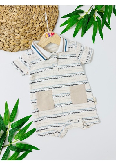 Alpbebe Australia Polo Yaka Cep Detaylı Tulum- Kahve Kahverengi