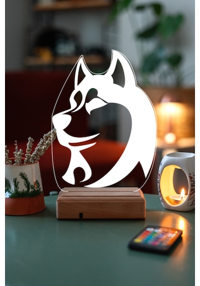 Özel Tasarım Husky Hediyelik Köpek 3D Led Gece Lambası