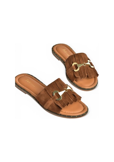 Fox Shoes Y291873002 Taba Hakiki Deri Süet Kadın Terlik Fox Shoes Y291873002 Taba Hakiki Deri Süet Kadın Terlik