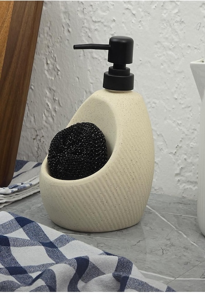 Taş Desenli Sıvı Sabunluk - Sünger Hazneli Mutfak Sabunluğu - 700 Ml - Çizgi Desen -
